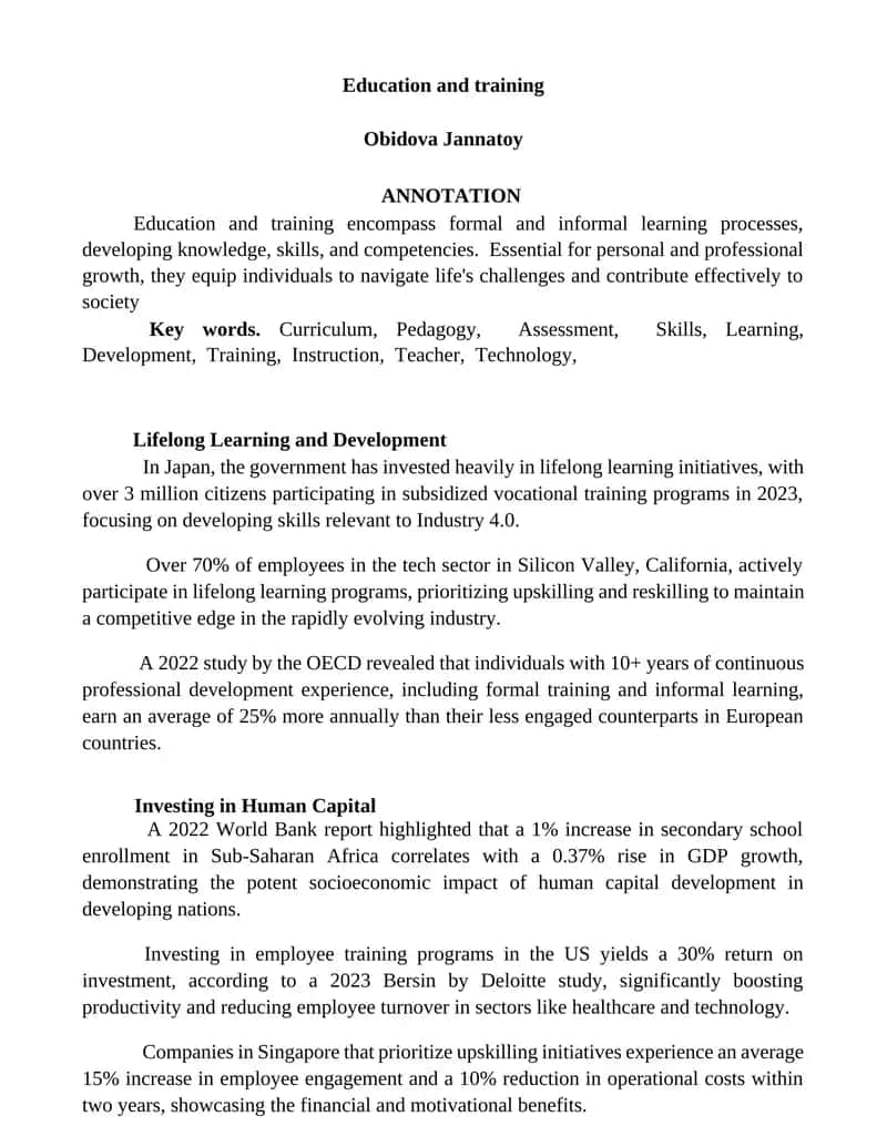 Lifelong Learning and Development 1