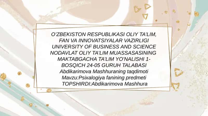 Psixologiya fanining ma’nosi, kelib chiqishi va taraqqiyoti 1
