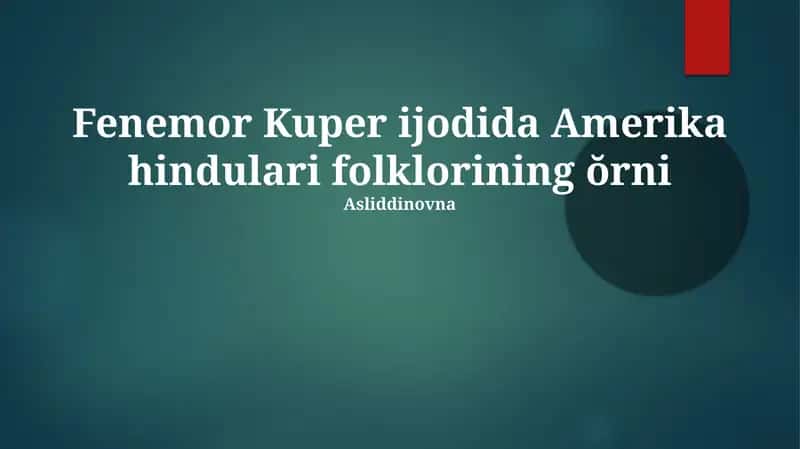 Kuperning amerika hindulari folklori 1
