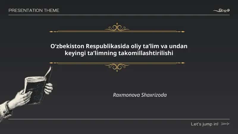 Oʻzbekiston Respublikasida oliy taʼlim va undan keyingi taʼlimning takomillashtirilishi 1