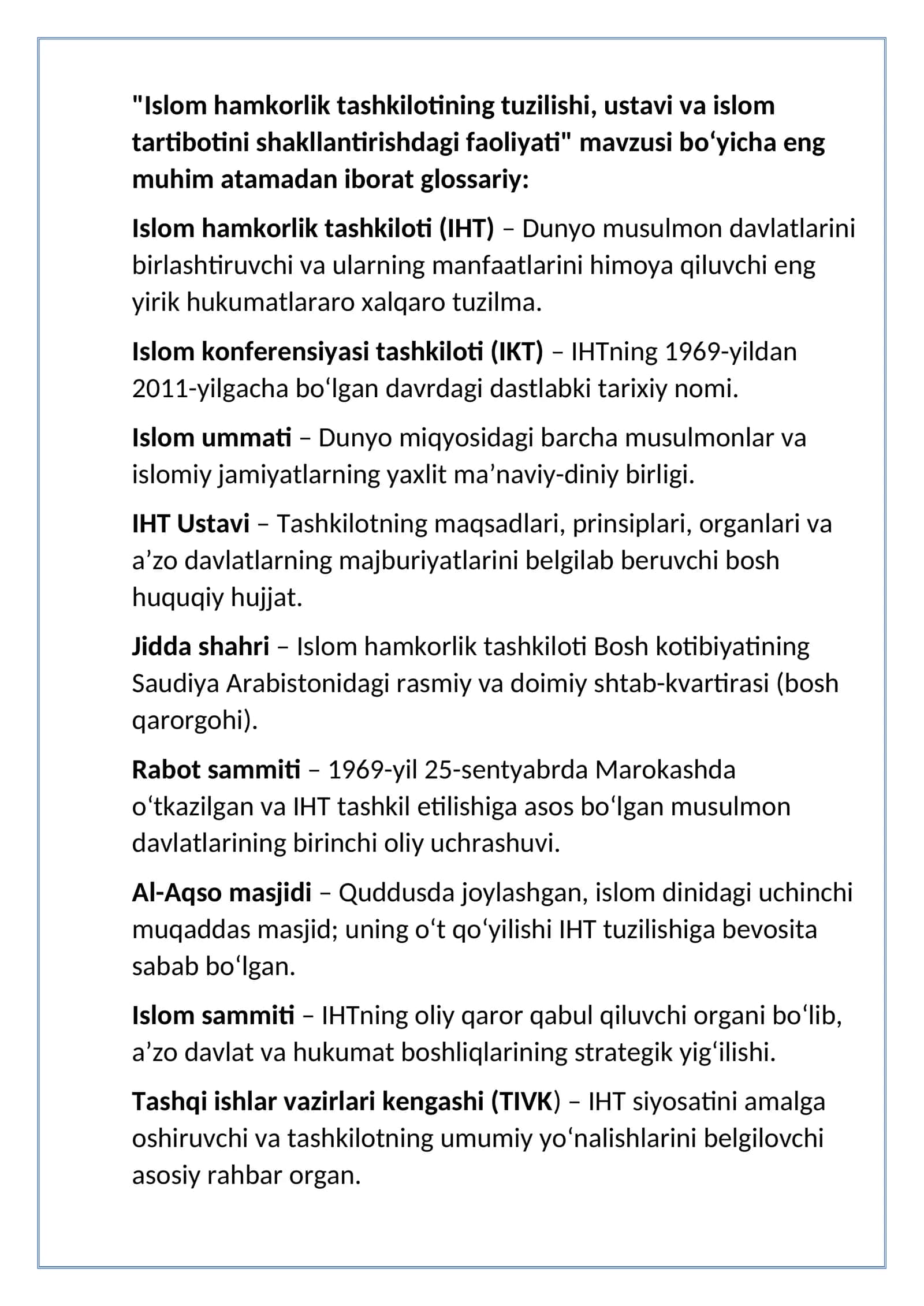 islom hamkorlik tashkiloti 1