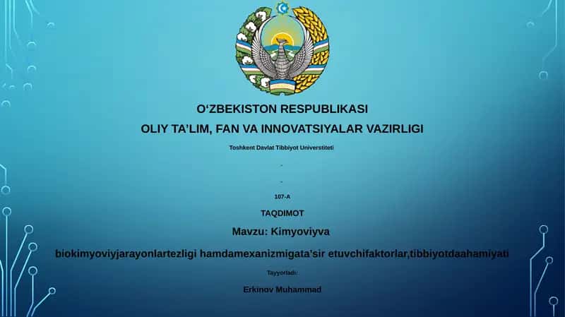 Kimyoviy va biokimyoviy jarayonlarni ta'sir etuvchi faktorlar 1
