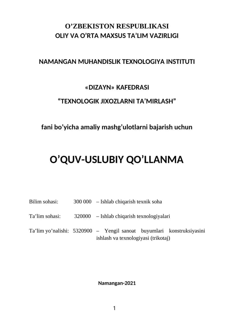 Jihоzni ta`mirlashning umumiy texnоlоgiyasi 1