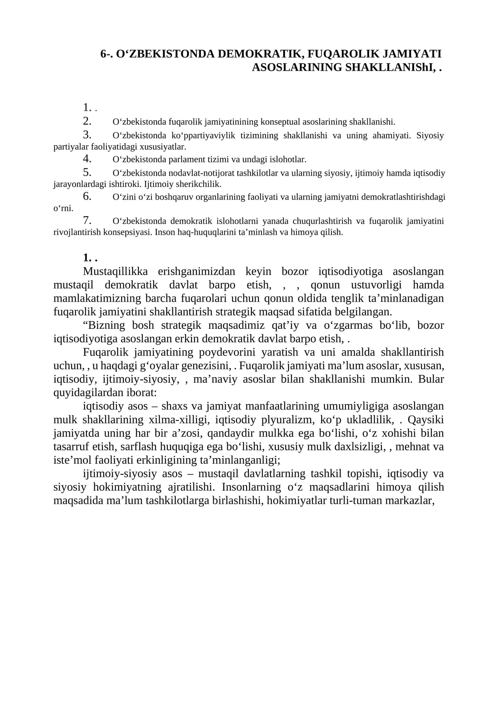 O‘zbekistonda demokratik, fuqarolik jamiyati asoslari 1