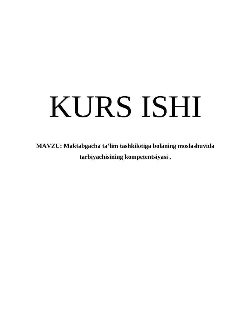 Maktabgacha ta’lim tashkilotiga bolaning moslashuvida tarbiyachisining kompetentsiyasi 1