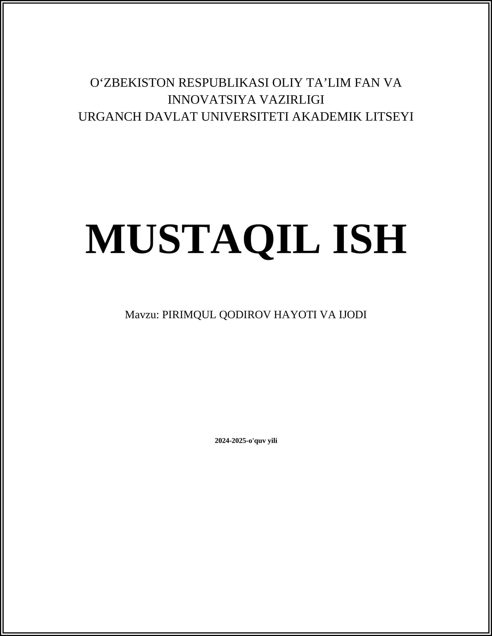 PIRIMQUL QODIROV HAYOTI VA IJODI 1