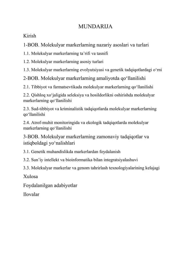 Molekulyar markerlarning amaliyotda qo‘llanilishi 1