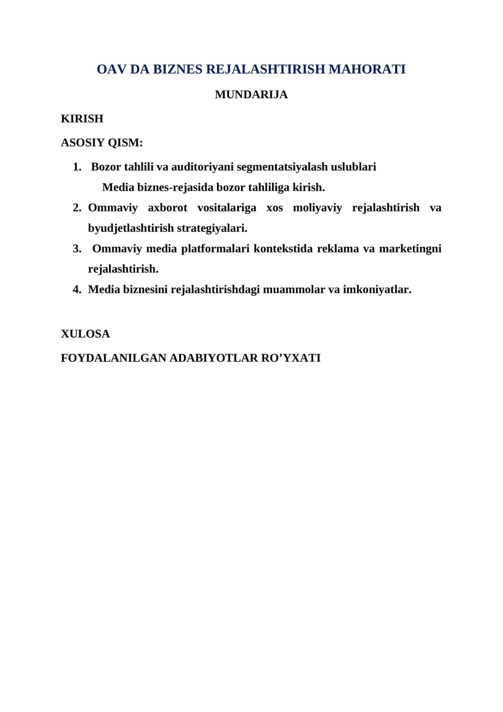 OAV DA BIZNES REJALASHTIRISH MAHORATI 1