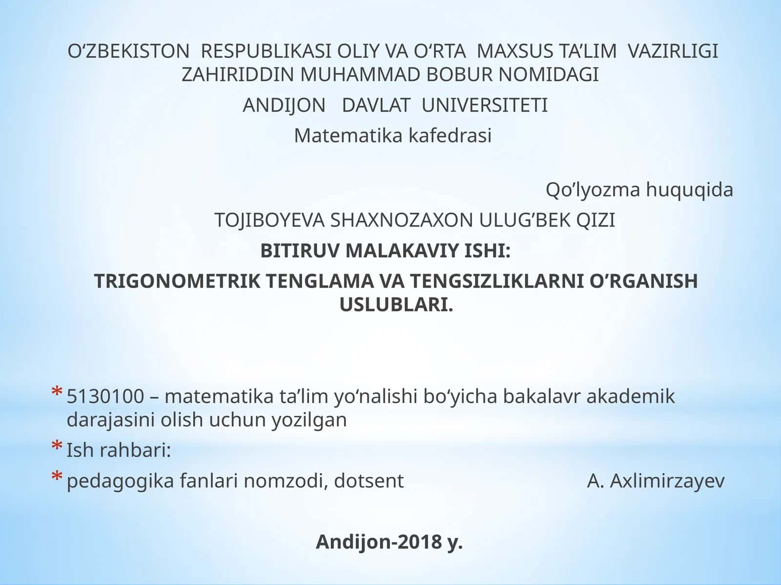TRIGONOMETRIKTENGLAMA VA TENGSIZLIKLARNI O’RGANISHUSLUBLARI 1
