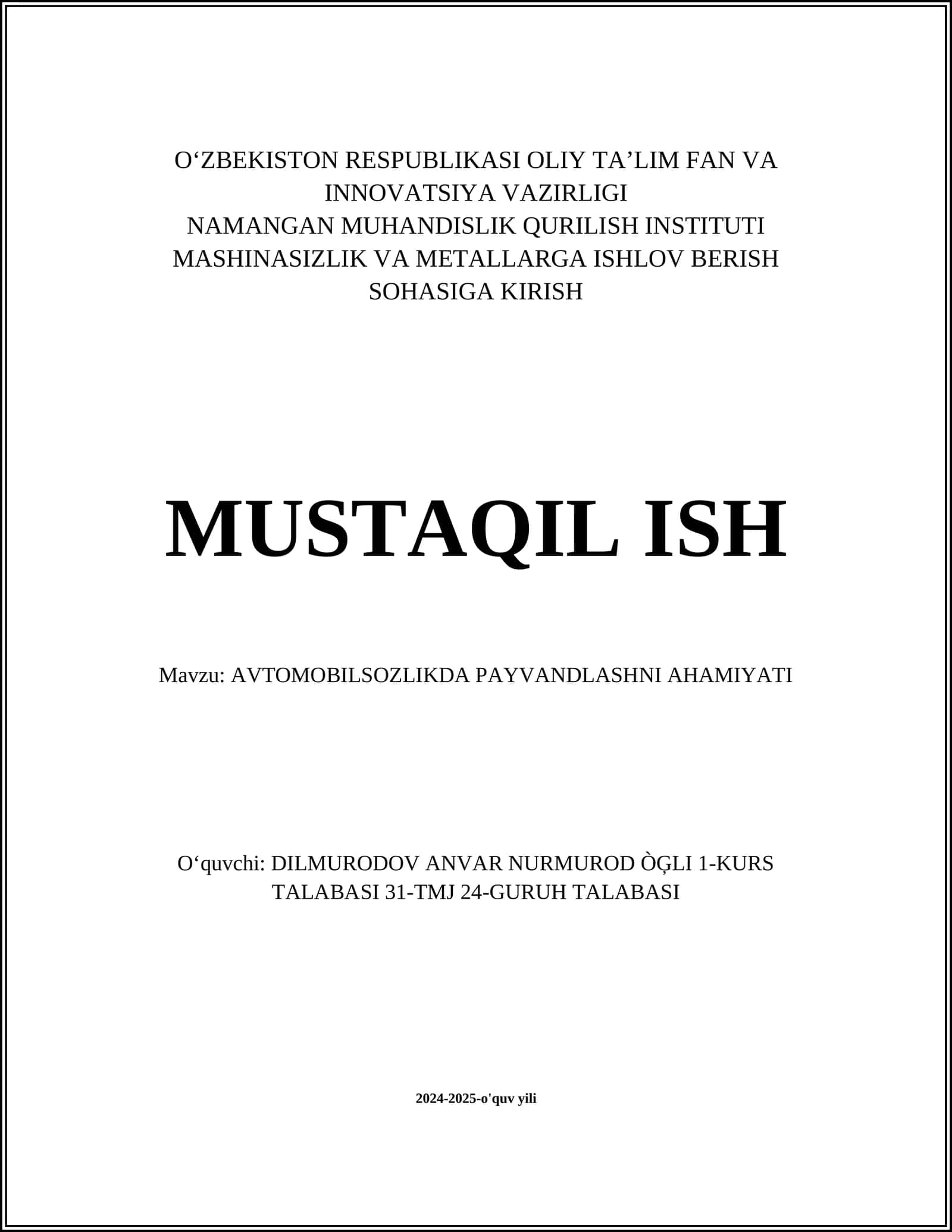 AVTOMOBILSOZLIKDA PAYVANDLASHNI AHAMIYATI 1