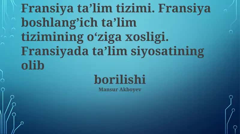 Fransiya ta'lim tizimi 1