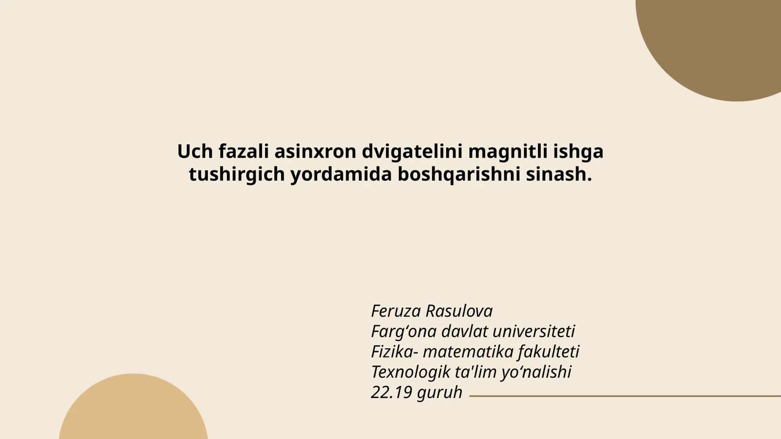 Uch fazali asinxron dvigatelini magnitli ishga tushirgich yordamida boshqarishni sinash 1