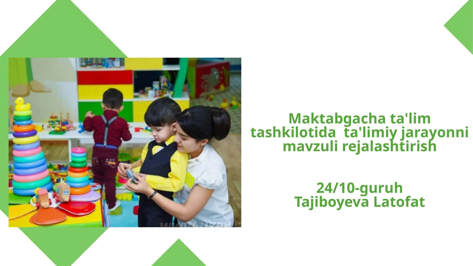 Maktabgacha ta'lim tashkilotida  ta'limiy jarayonni mavzuli rejalashtirish 1