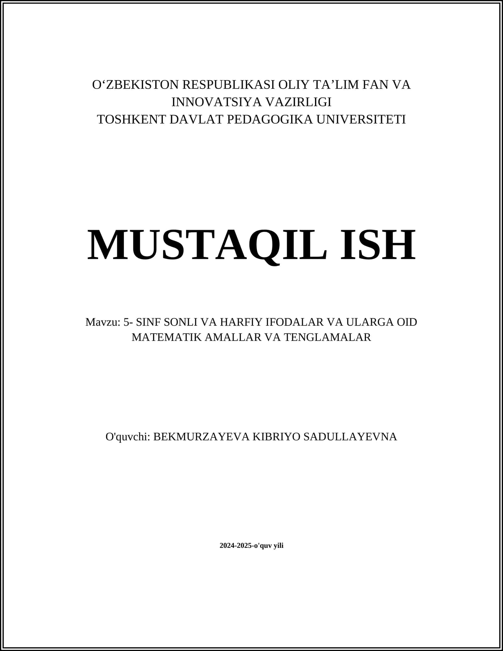 Algebraik ifodalar 1