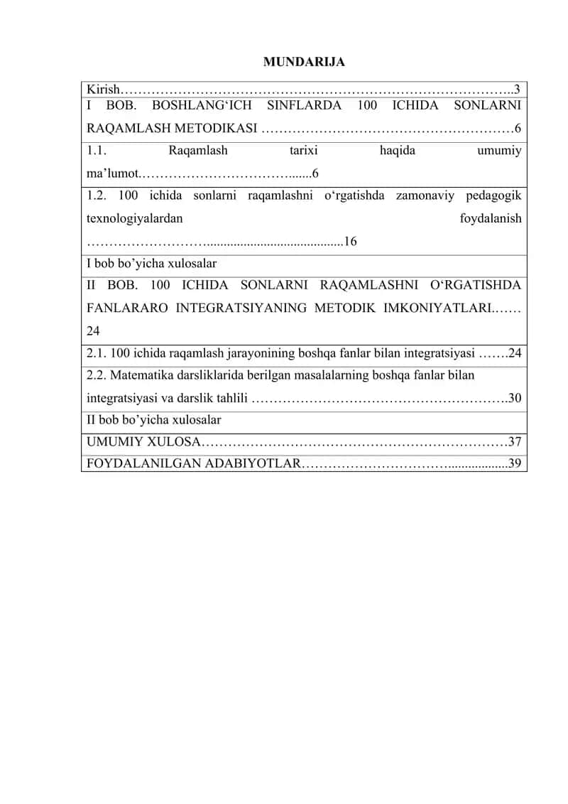 100 Ichida Sonlarni Raqamlashni O'rgatish Metodikasi 1