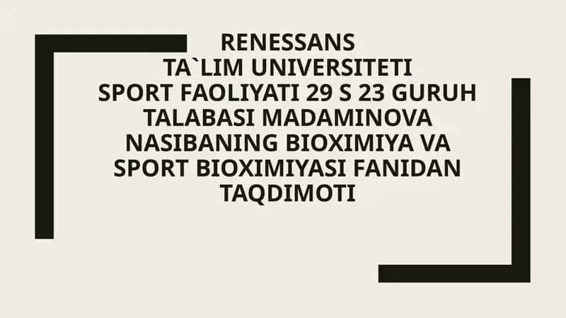 Aminokislotalarning sportchilar hayotidagi o'rni 1