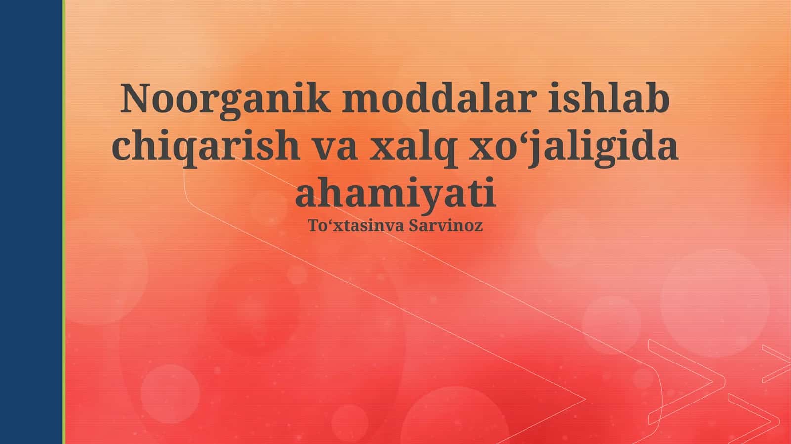Kimyoviy tolalar va polimerlar ishlab chiqarish 1