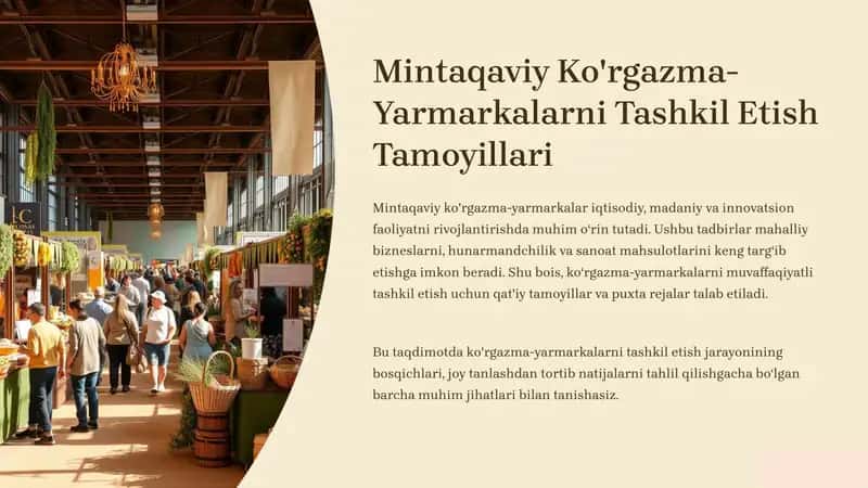 Mintaqaviy Ko'rgazma-Yarmarkalarni Tashkil Etish Tamoyillari 1