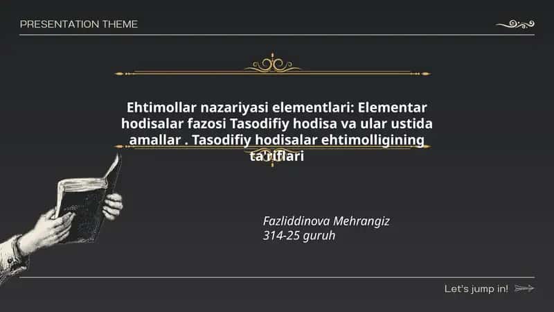 Ehtimollar nazariyasi elementlari 1