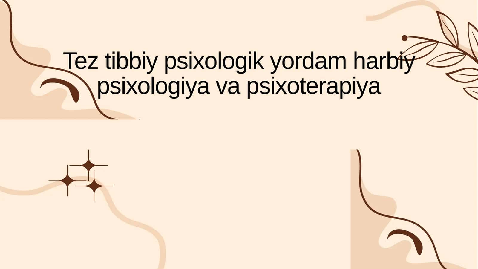 Tez tibbiy psixologik yordam harbiy psixologiya va psixoterapiya 1
