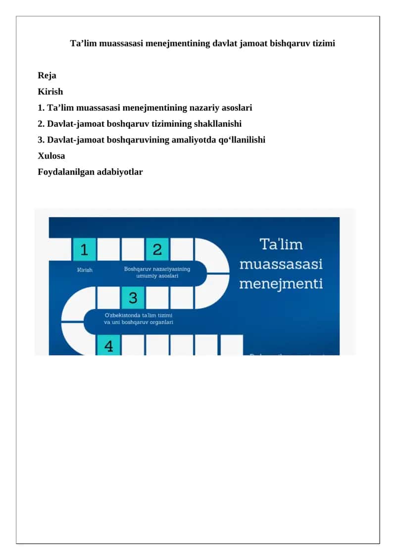 Taʼlim muassasasi menejmentining davlat jamoat bishqaruv tizimi 1