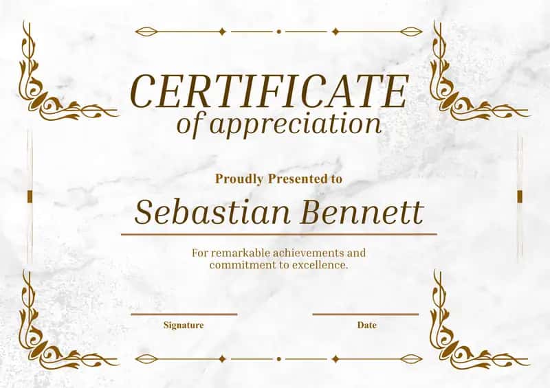 CERTIFICATE of appreciation 1