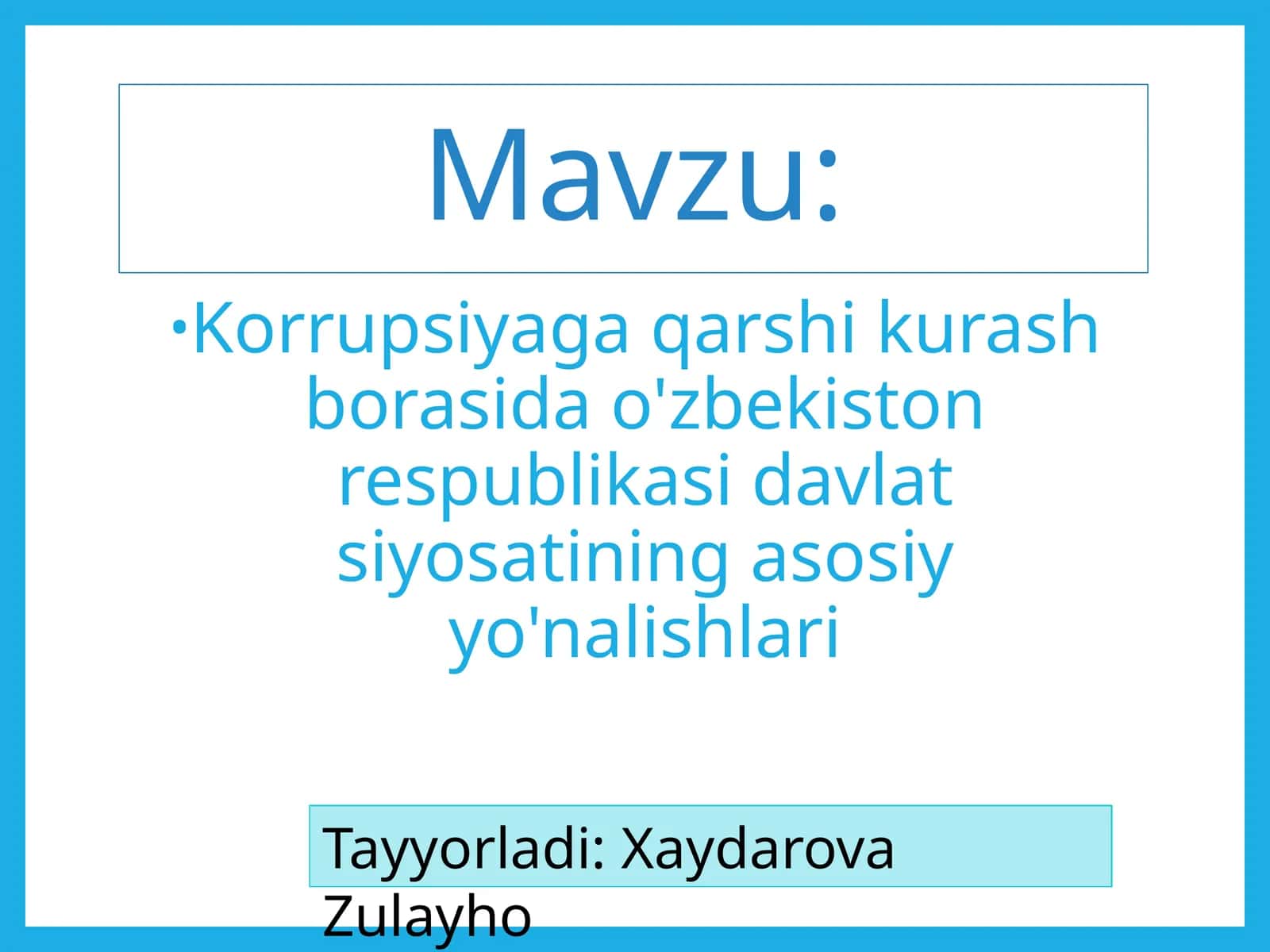 Korrupsiyaga qarshi kurash borasida o'zbekiston respublikasi davlat siyosatining asosiy yo'nalishlari 1