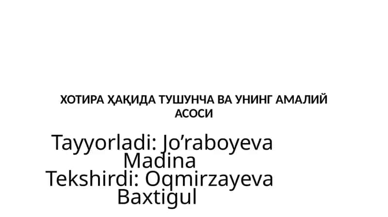 Хотира психологияси 1