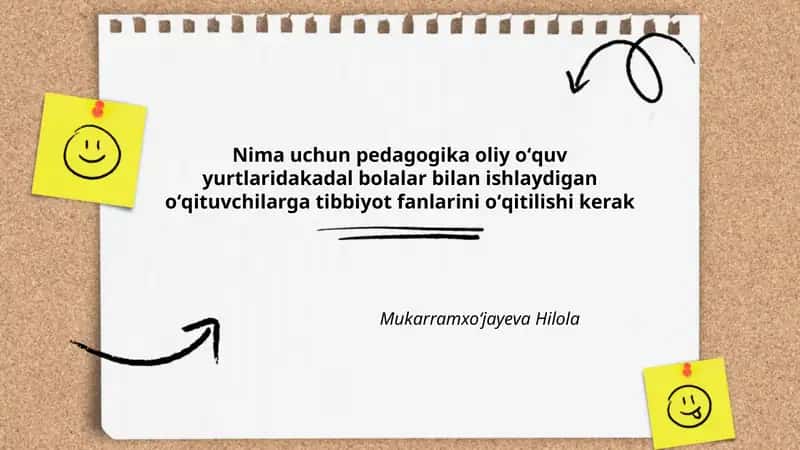 Nima uchun pedagogika oliy oʻquv yurtlaridakadal bolalar bilan ishlaydigan oʻqituvchilarga tibbiyot fanlarini oʻqitilishi kerak 1