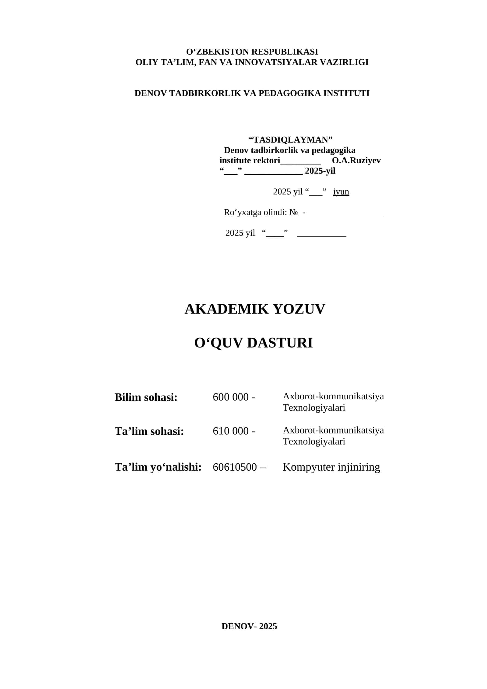 DENOV TADBIRKORLIK VA PEDAGOGIKA INSTITUTI 1