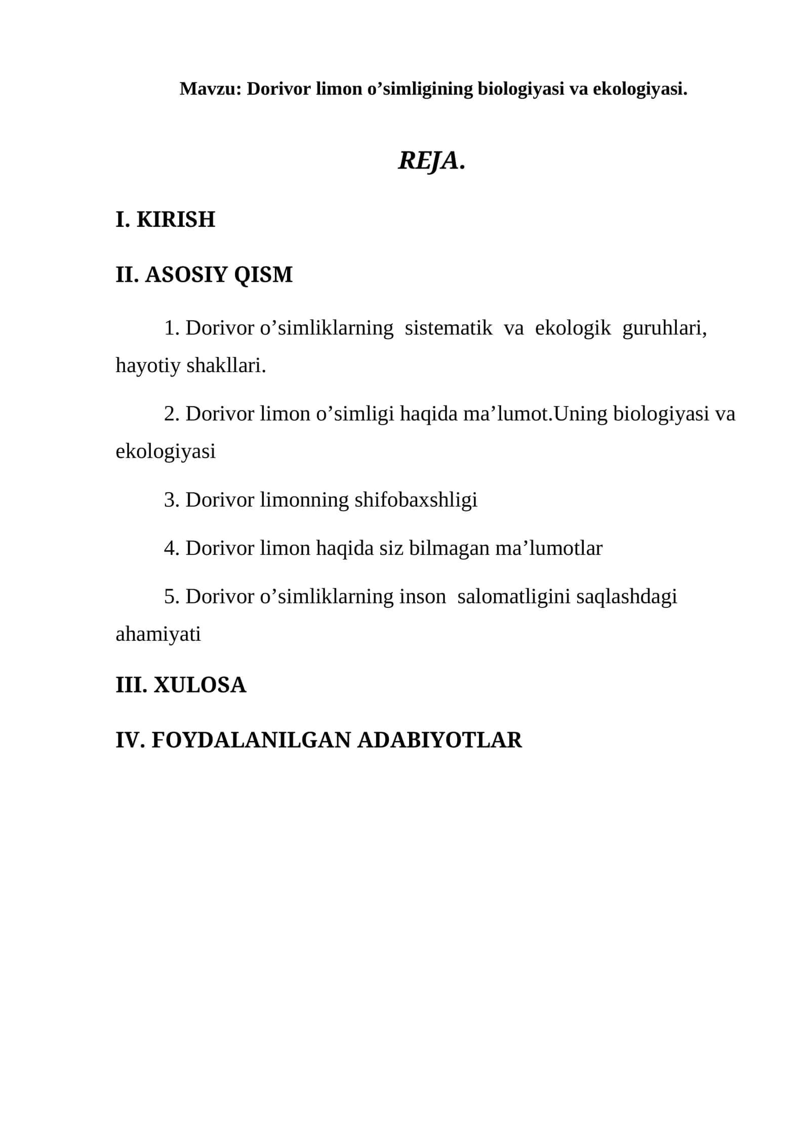 Dorivor limon o’simligining biologiyasi va ekologiyasi 1
