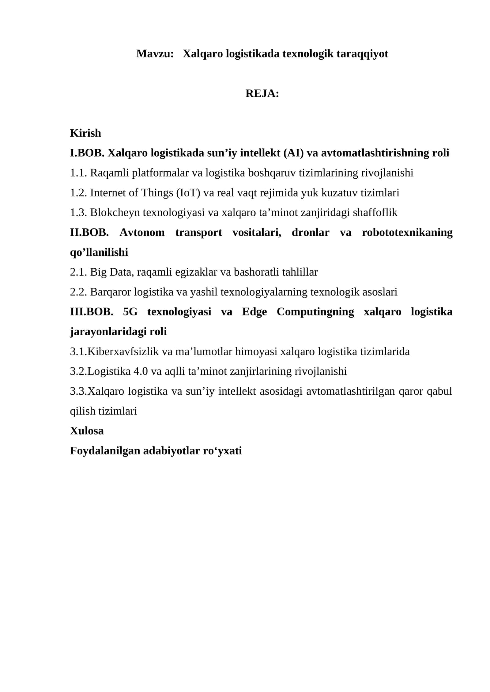Xalqaro logistikada texnologik taraqqiyot 1