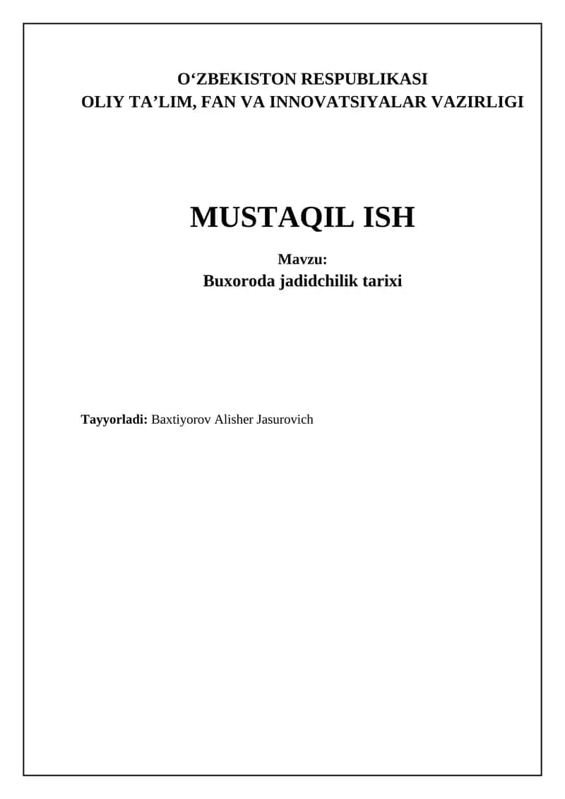 Jadidchilikning Buxoroda shakllanishi 1