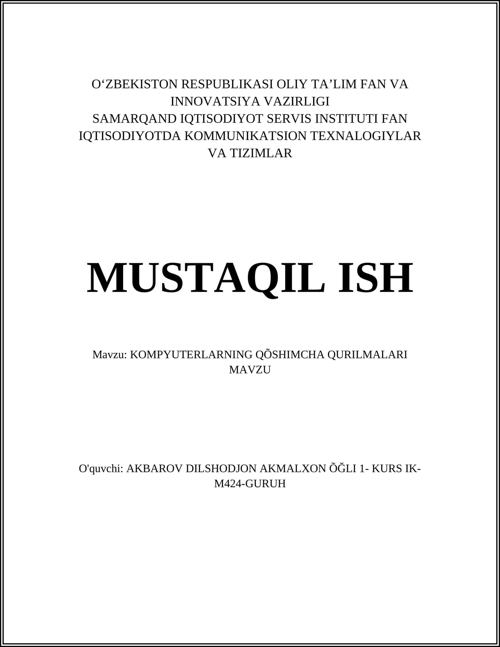 KOMPYUTERLARNING QÕSHIMCHA QURILMALARI 1