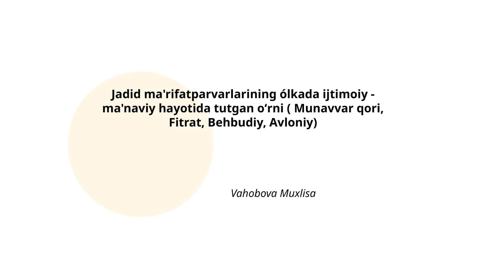 Jadid ma'rifatparvarlarining ólkada ijtimoiy - ma'naviy hayotida tutgan oʻrni 1