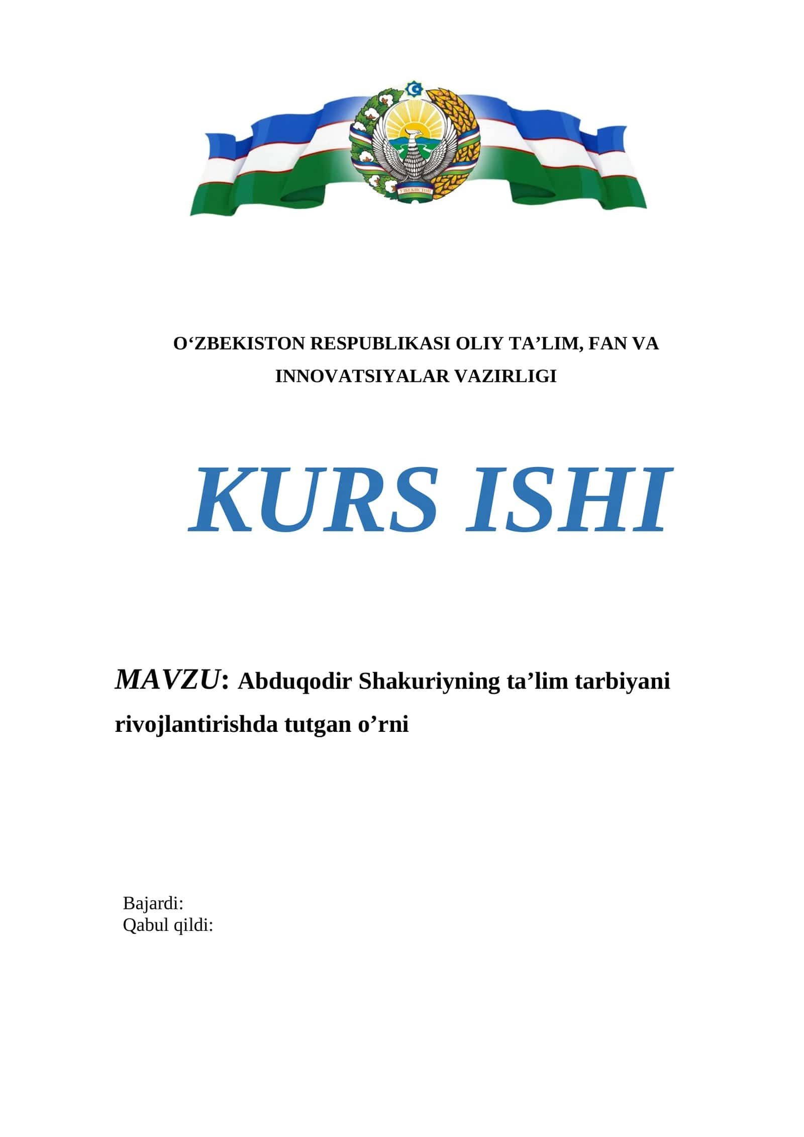Abduqodir Shakuriyning ta’lim tarbiyani rivojlantirishda tutgan o’rni 1