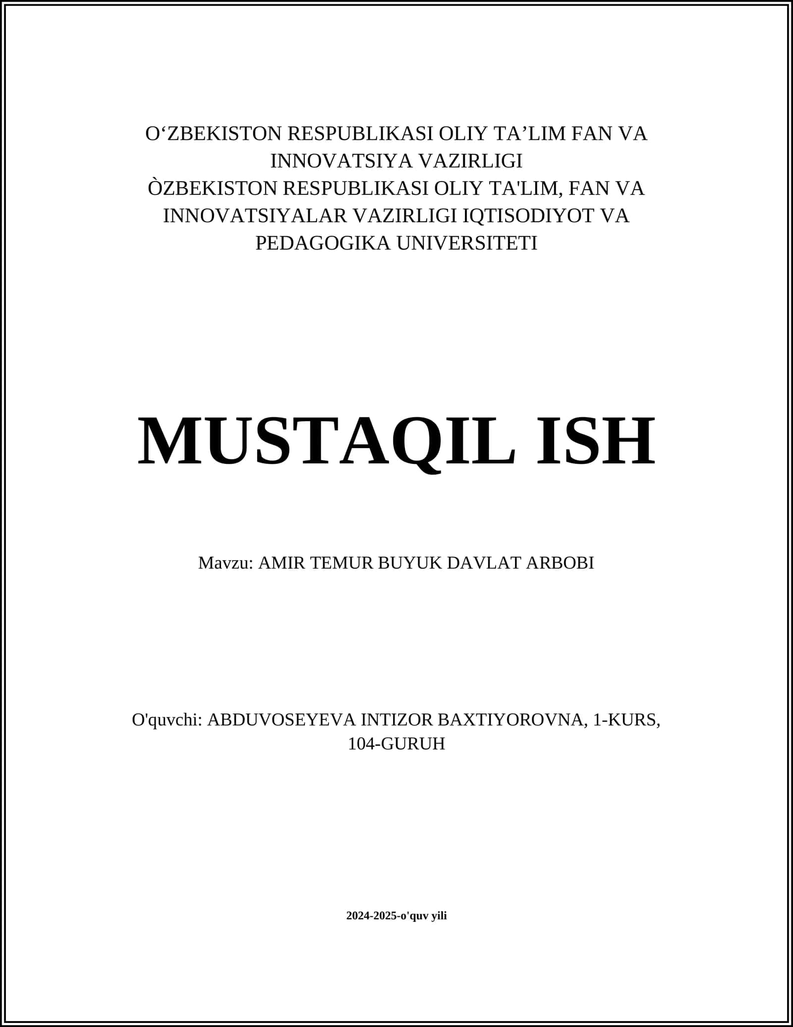 Amir Temur Buyuk Davlat Arbob 1