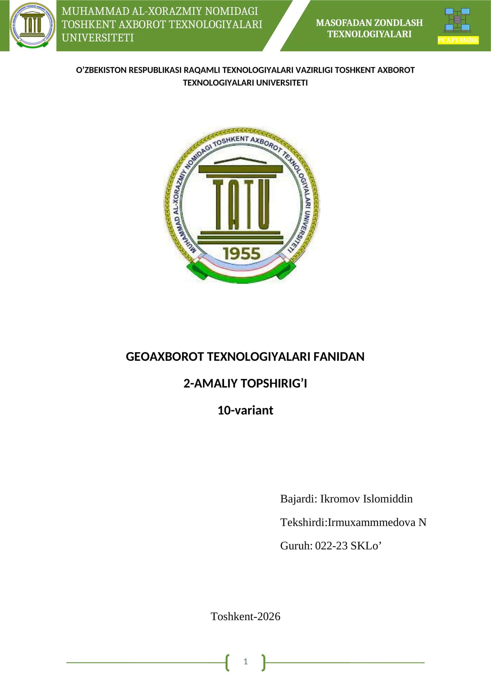 MASOFADAN ZONDLASH TEXNOLOGIYALARI 1