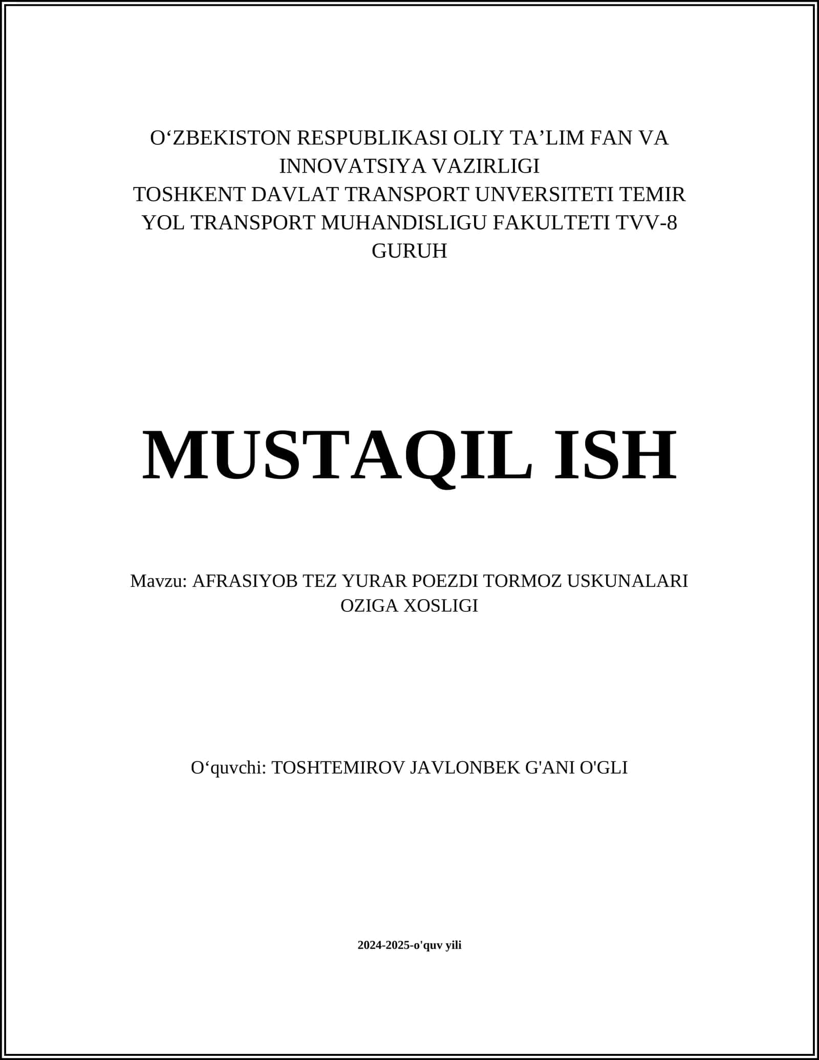 Afrasiyob tez yurar poezdi 1