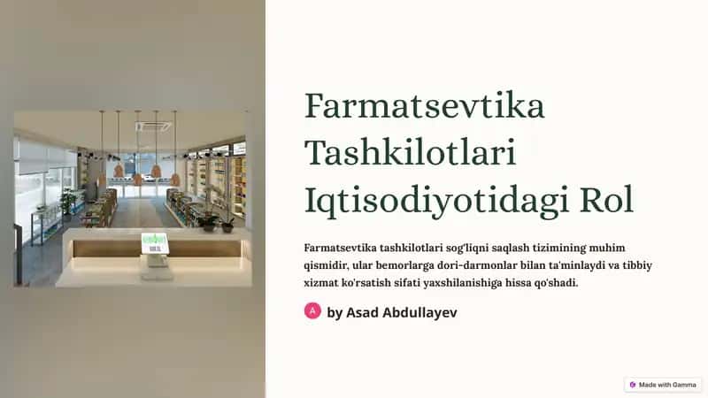 Farmatsevtika Tashkilotlari Iqtisodiyotidagi Rol 1