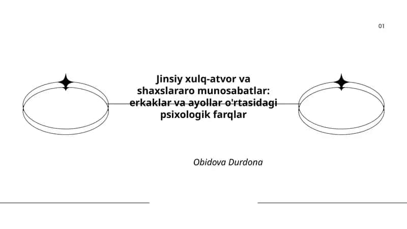 Jinsiy xulq-atvor va shaxslararo munosabatlar: erkaklar va ayollar o'rtasidagi psixologik farqlar 1
