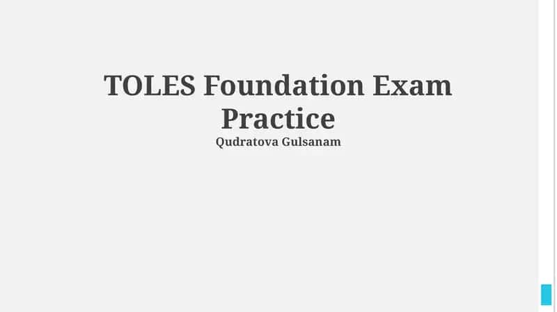 TOLES Foundation Exam Practice 1