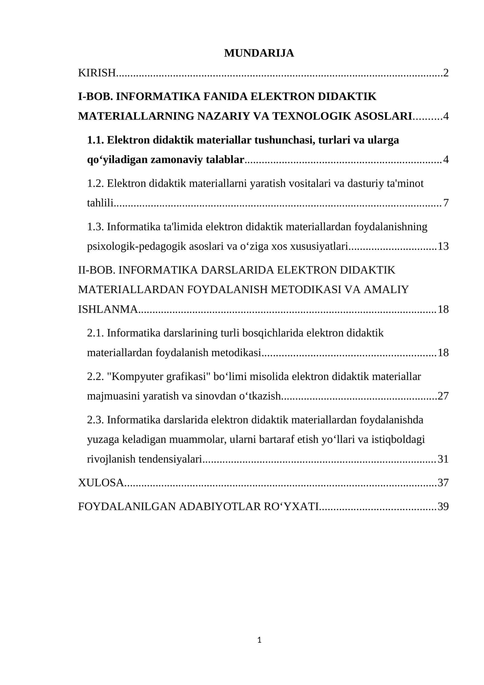 Informatika fanida elektron didaktik materiallar yaratish va ulardan foydalanish metodikasi. 1