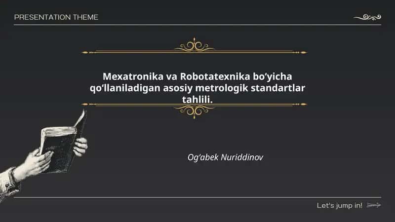 Mexatronika va Robotatexnika boʻyicha qoʻllaniladigan asosiy metrologik standartlar tahlili 1