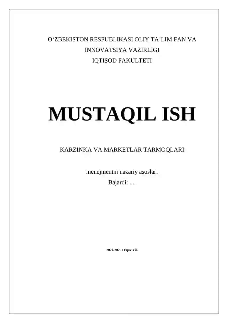 Karzinka va Marketlar Tarmoqlari