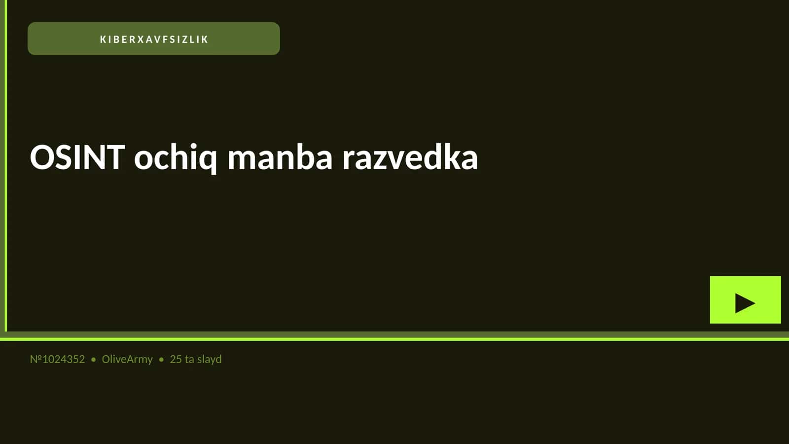 KIBERXAVFSIZLIK OSINT ochiq manba razvedka 1