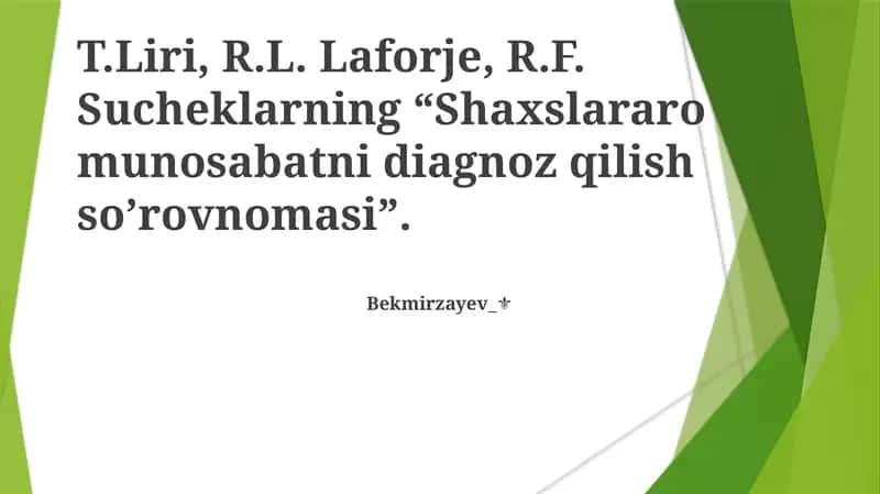 Shaxslararo munosabatni diagnoz qilish so’rovnomasi 1