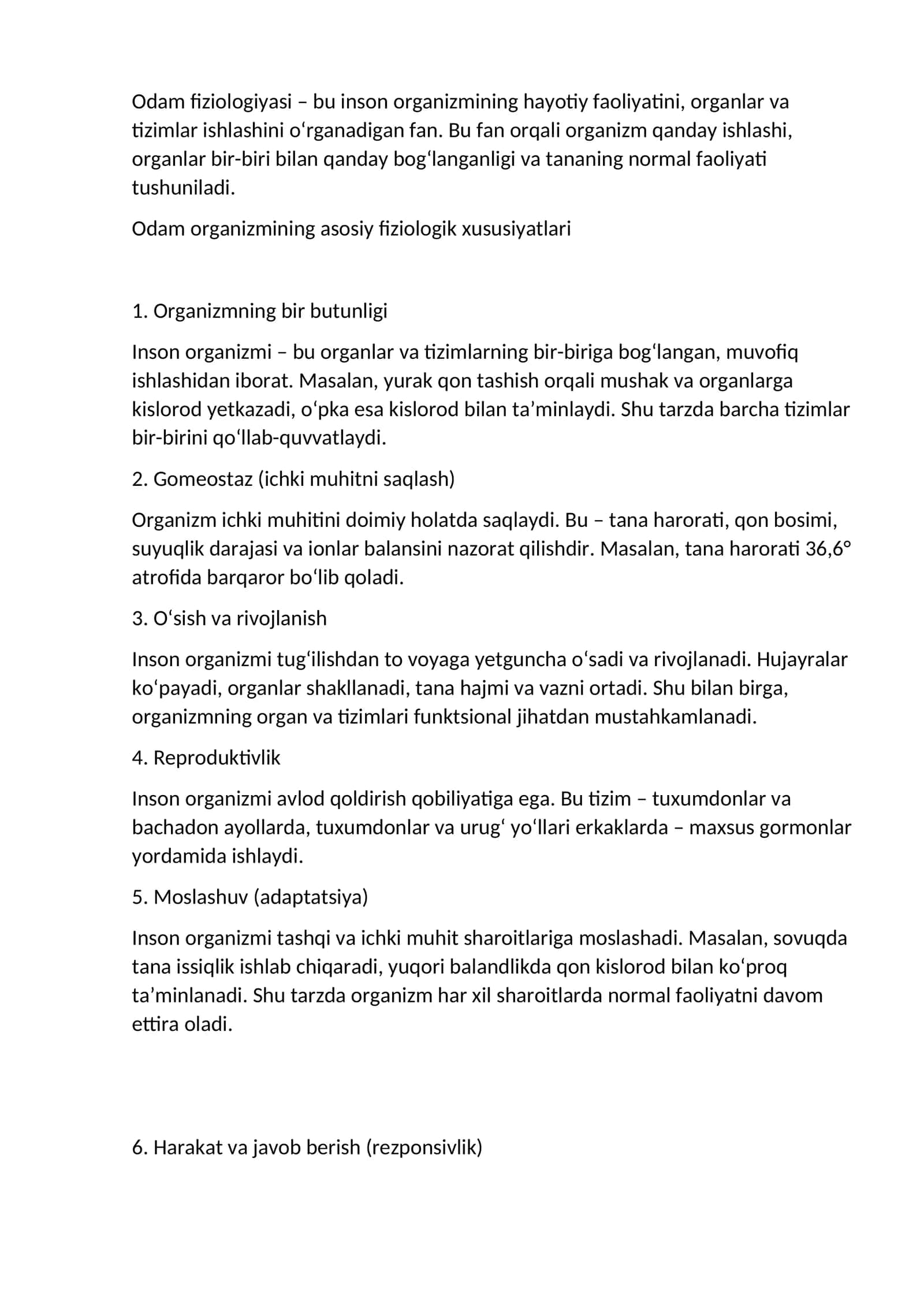 Odam fiziologiyasi 1