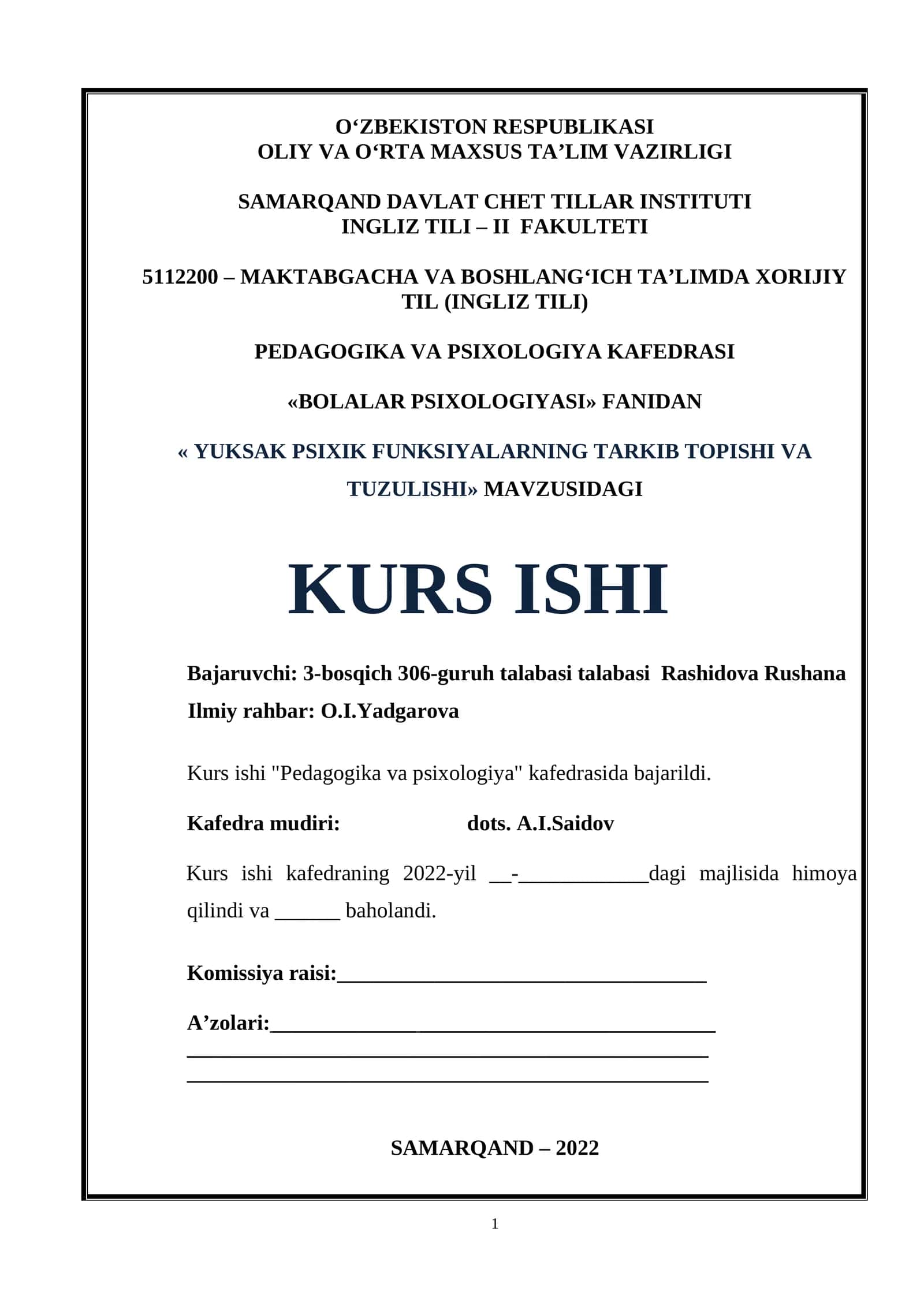Yuksek psixik funksiyalarning tarkib topishi va tuzulishi 1