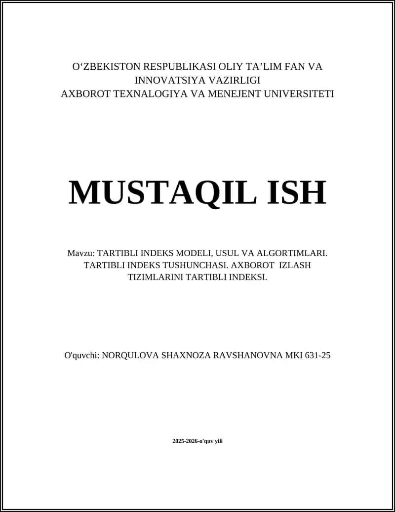 Tartibli indeks modellari 1